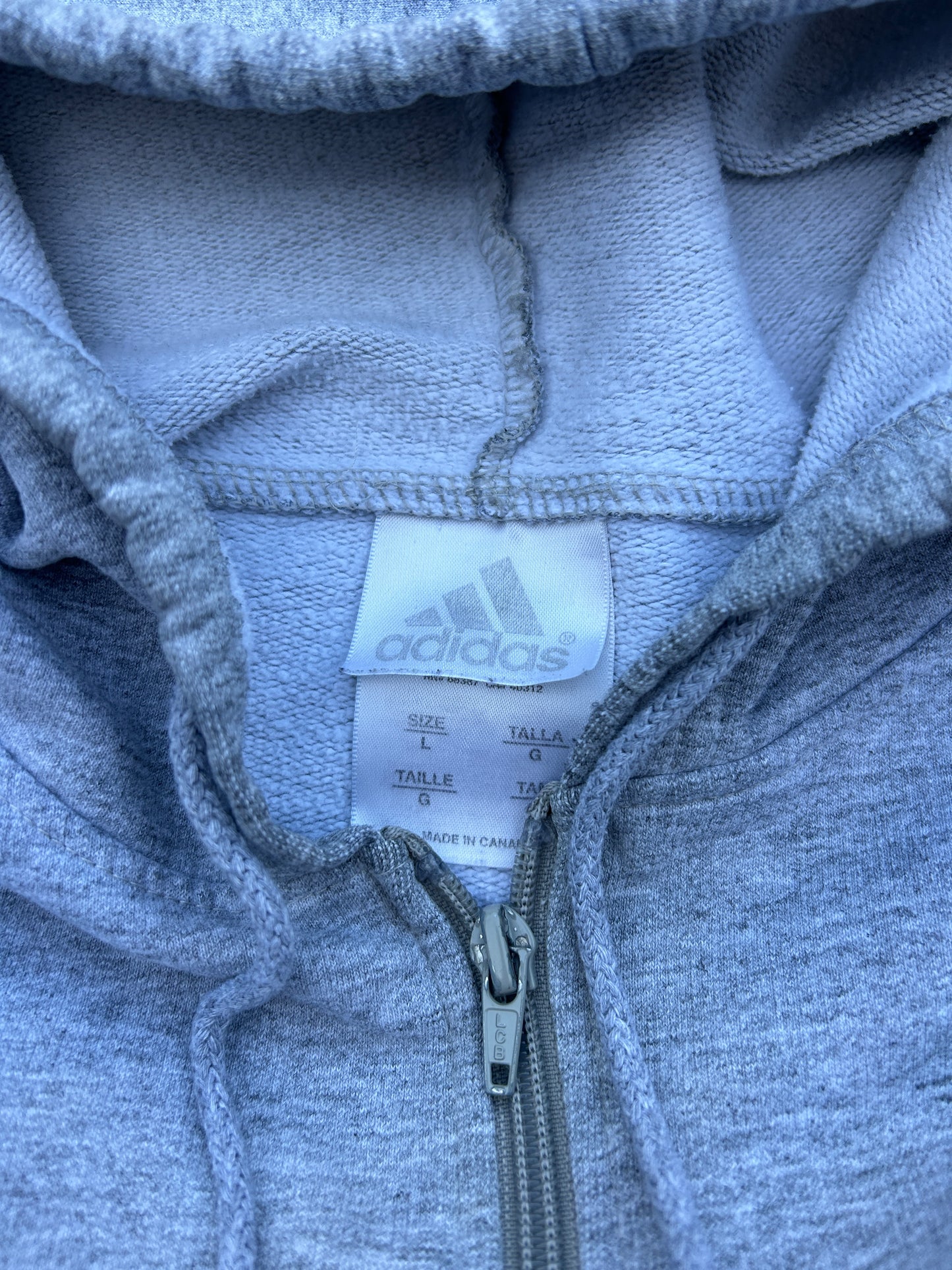 Vintage Grey Adidas Zip Hoodie (L)