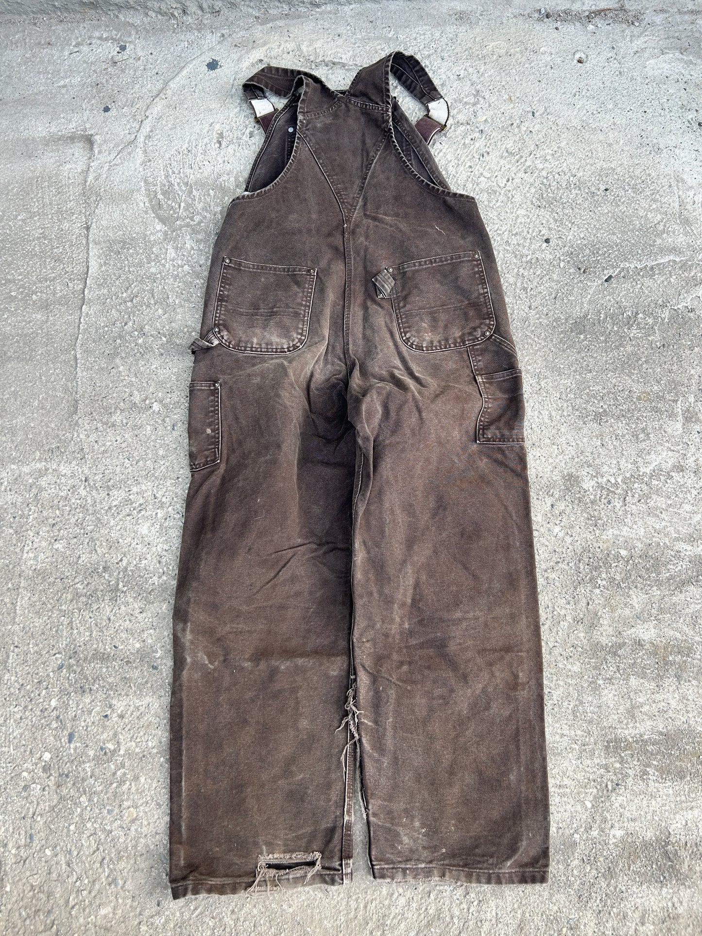 Faded Brown Carhartt Double Knee Overalls (36x32)