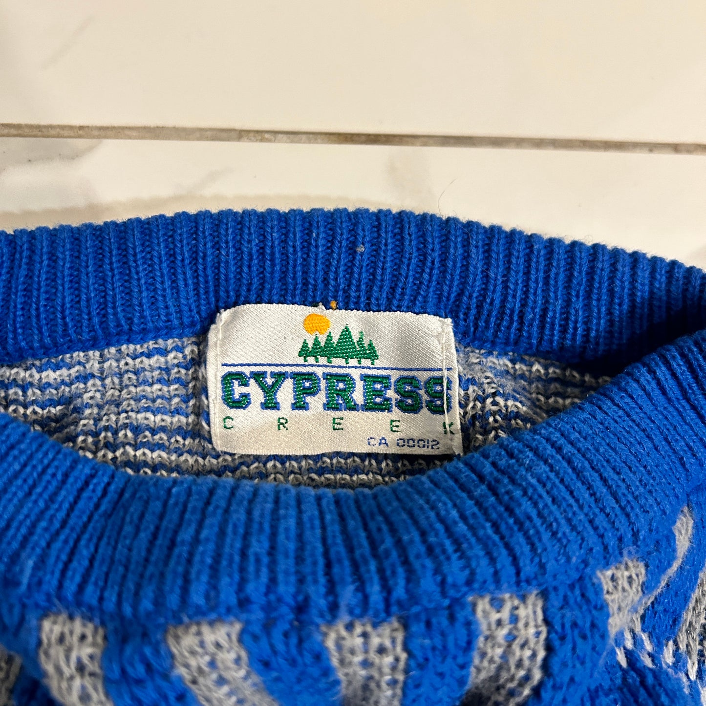 Vintage Cypress Creek Blue Patterned Knit Sweater (M)