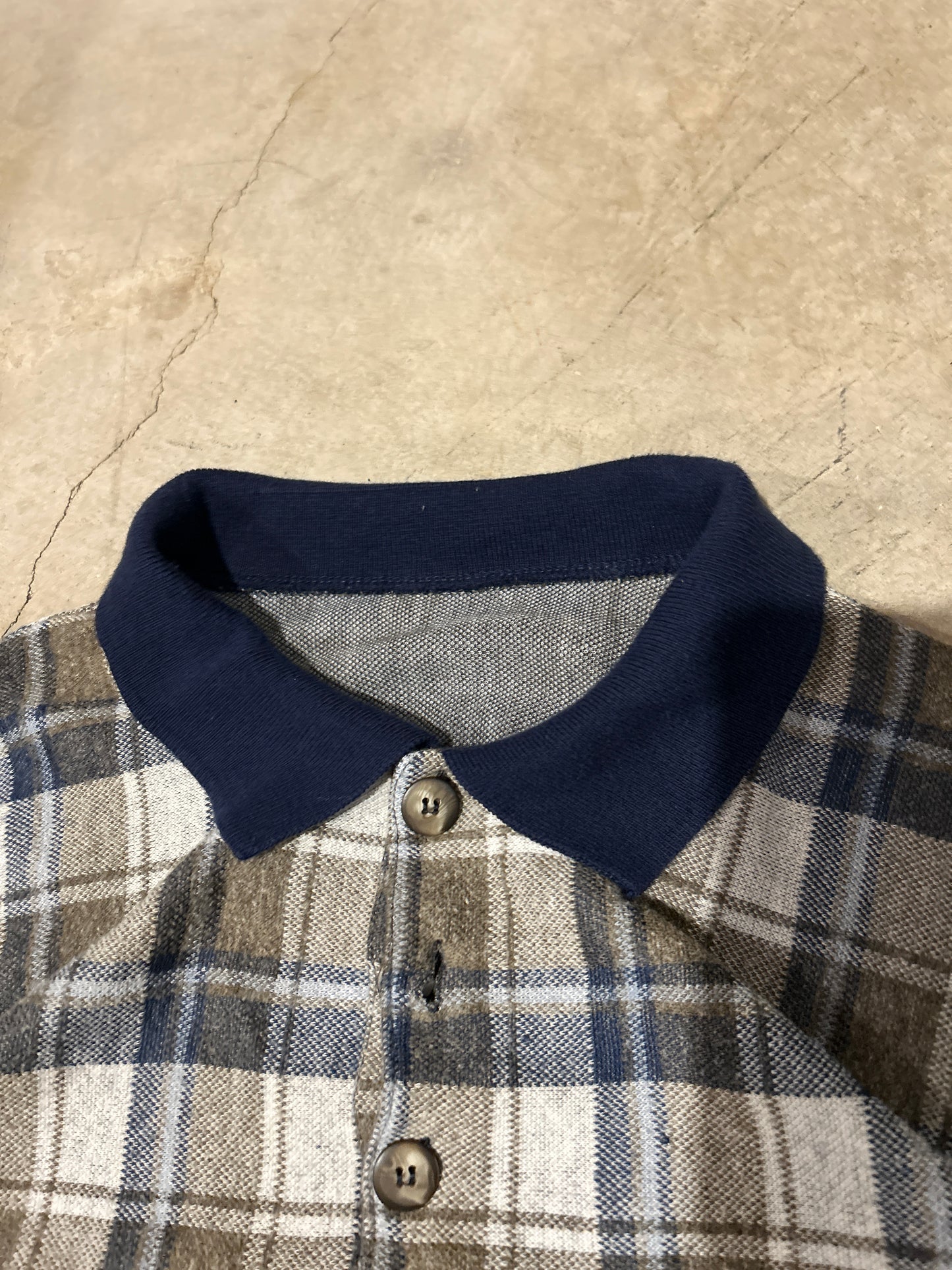 Vintage Flannel Collared Cotton Acrylic Shirt (XL)