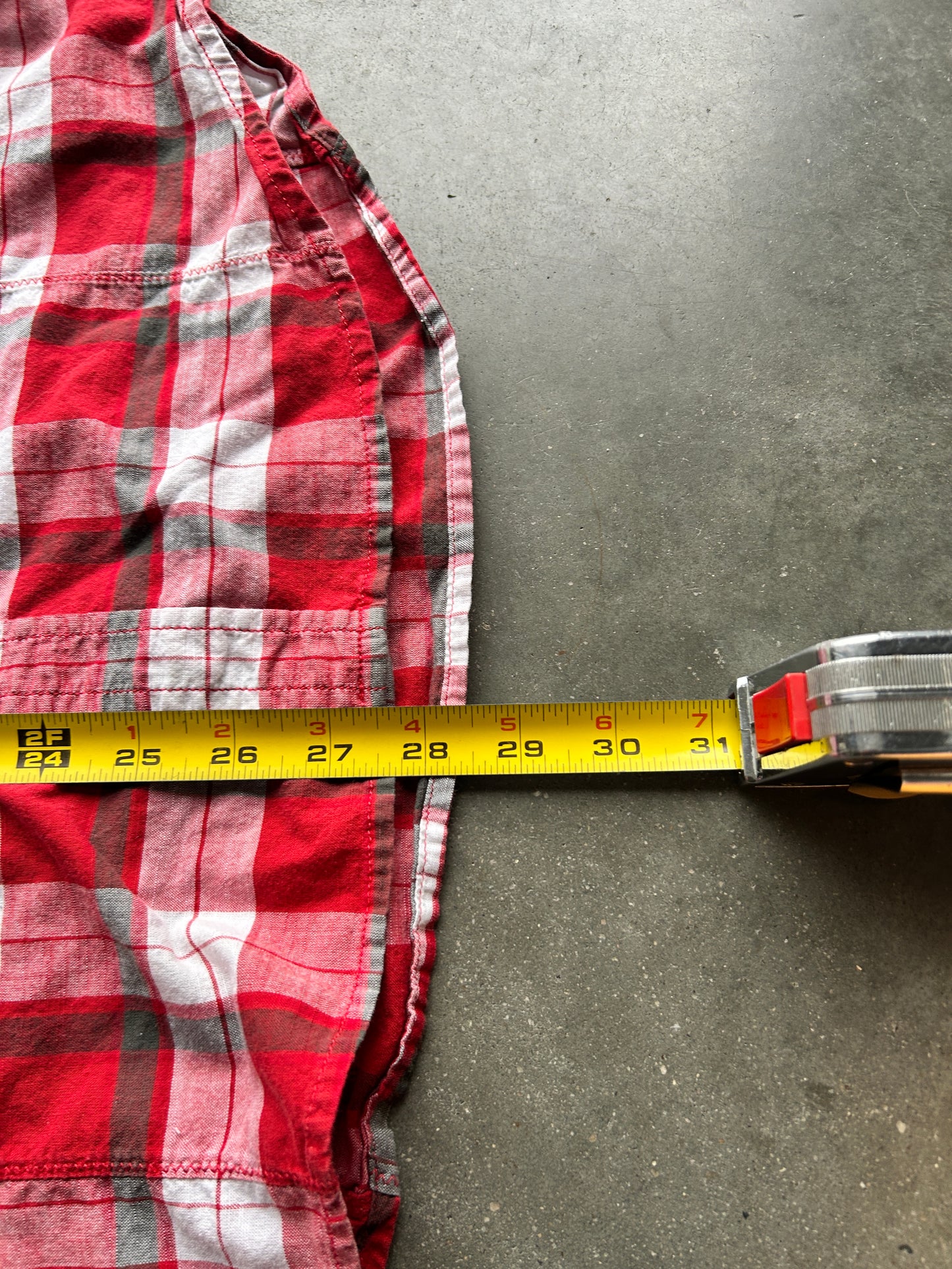 Y2K Red Plaid Diesel Button Up Shirt (XL)