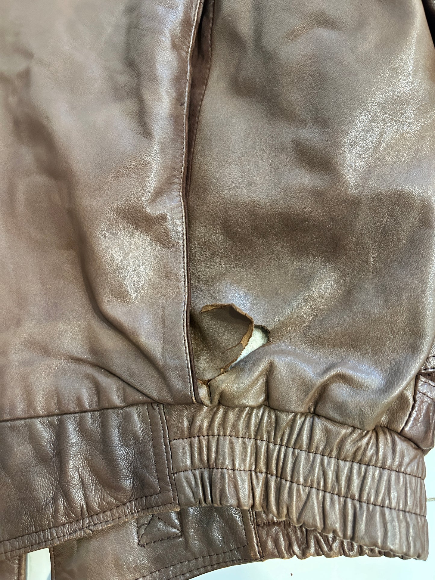 Brown Lined Leather Jacket (M)