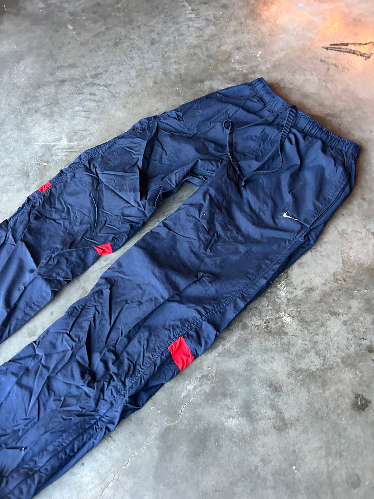 Y2K Nike Knee Stripe Navy Blue Track Pants (L)