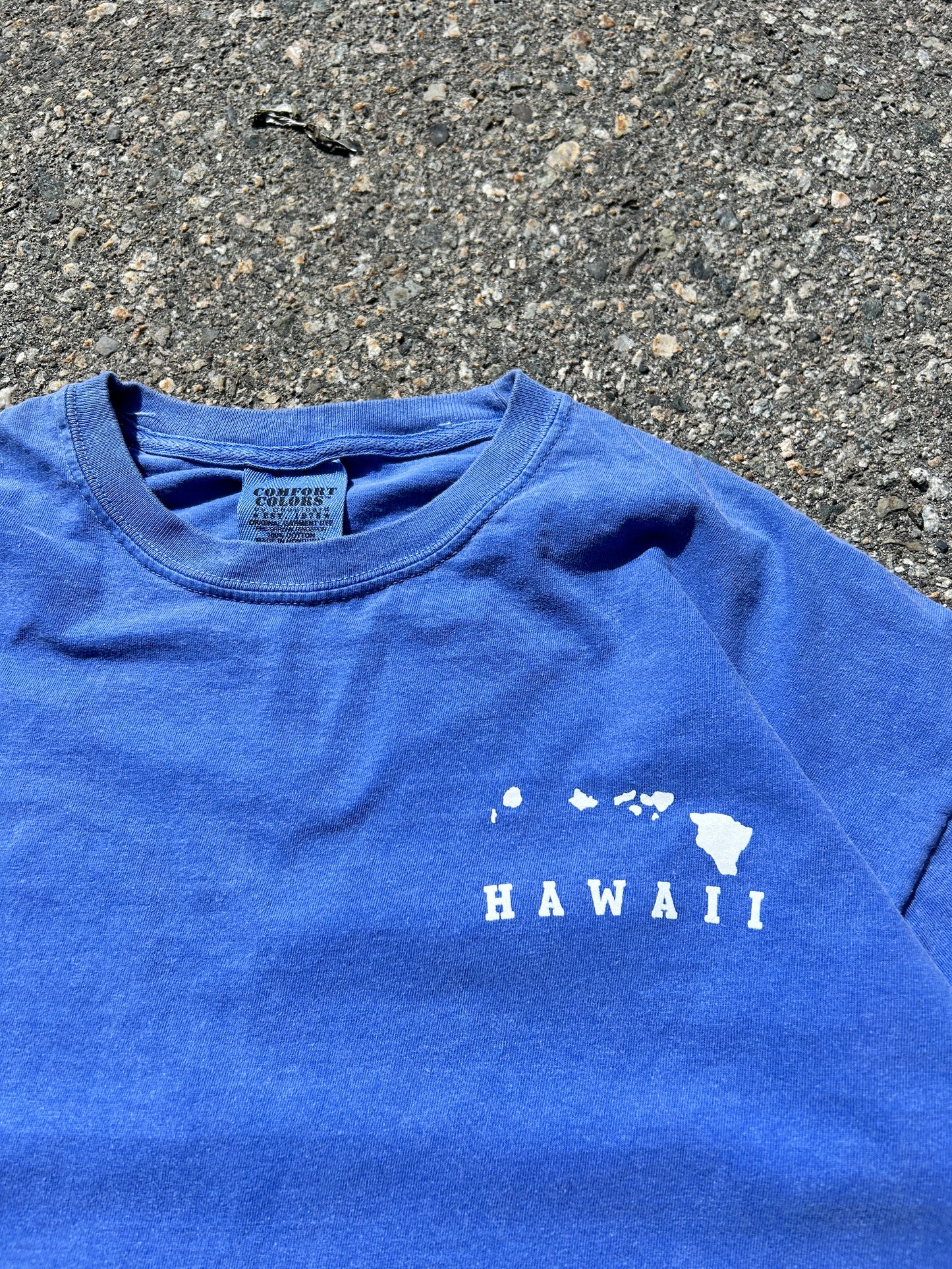 Faded Blue Hawaii North Shore Back Spell-out LS Shirt (L)