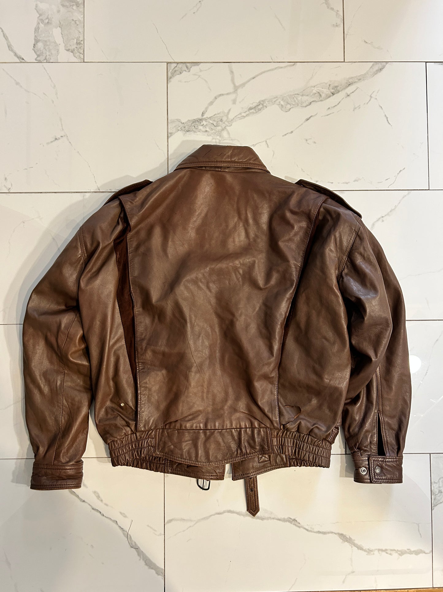 Brown Lined Leather Jacket (M)