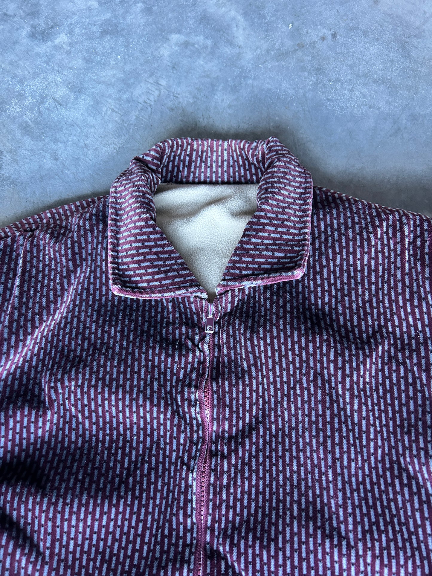 Vintage Velvet Fleece Lined Bomber Jacket (L)