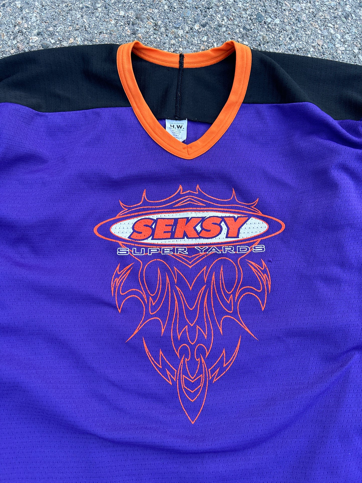 Y2K Style Graphic “Seksy” Hockey Jersey (XL)