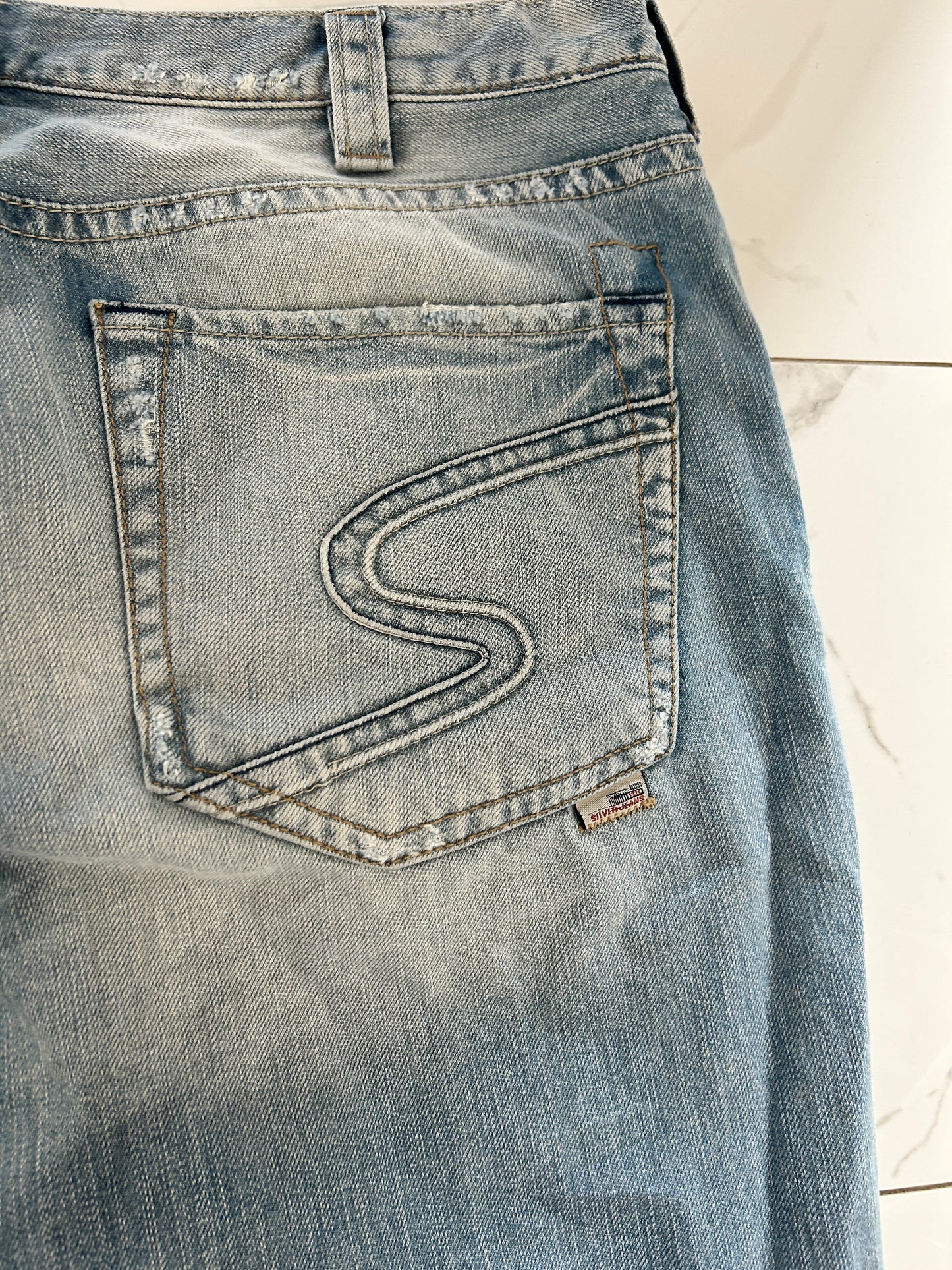 Vintage Silver Acidwash Bootcut Jeans (fit 36x32)