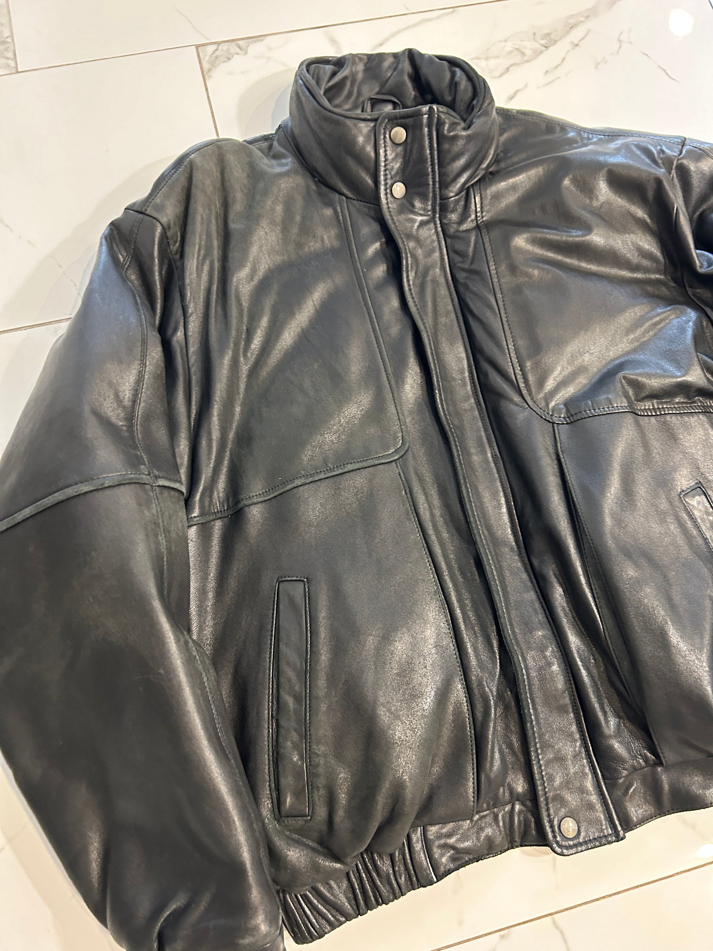 Vintage Eddie Bauer Thick Lined Leather Jacket (XL)