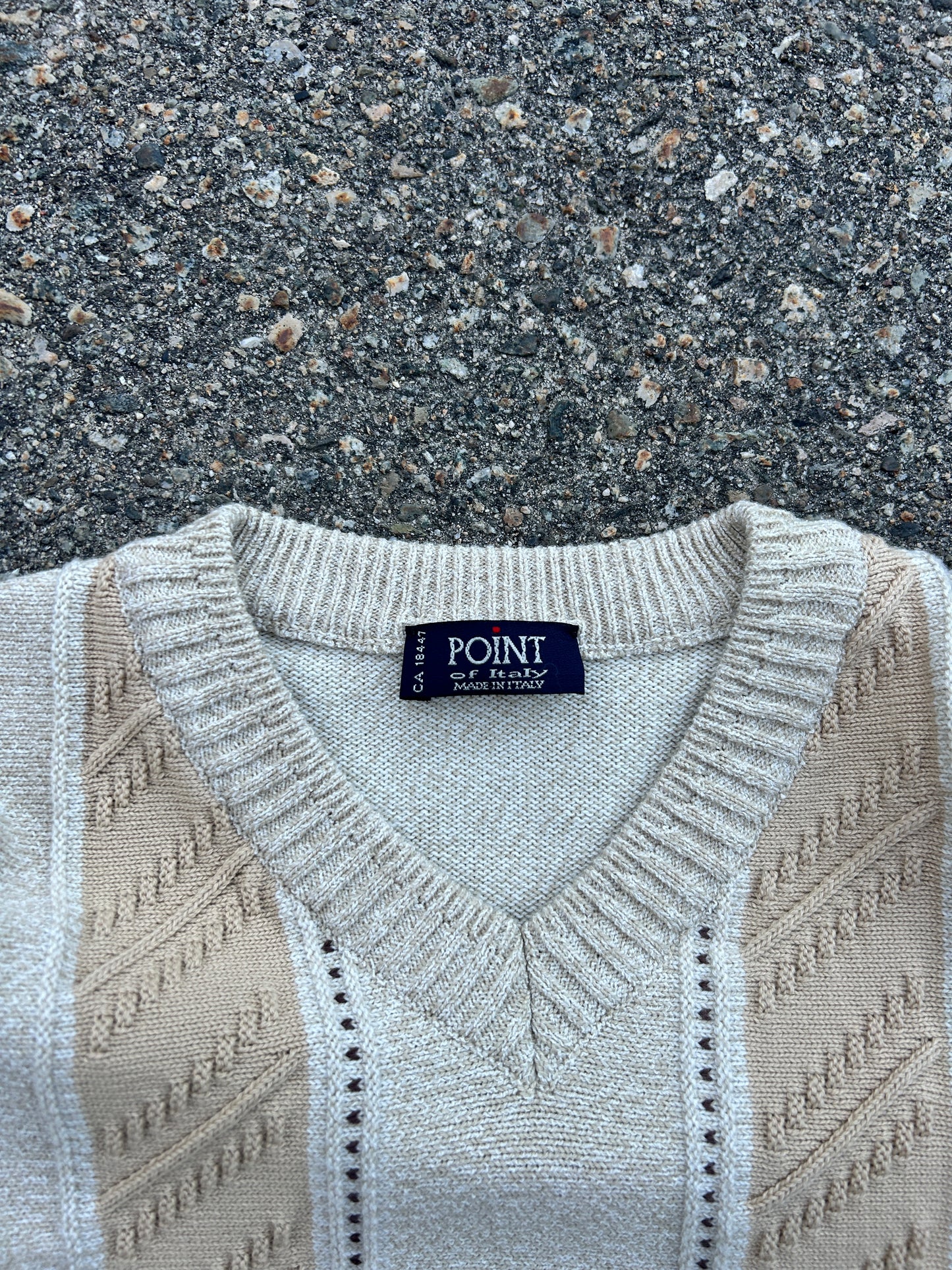 Vintage Point of Italy Cream Textured Knit Sweater (L)