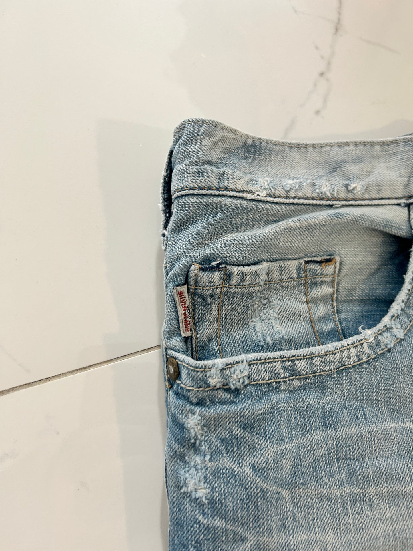 Vintage Silver Acidwash Bootcut Jeans (fit 36x32)