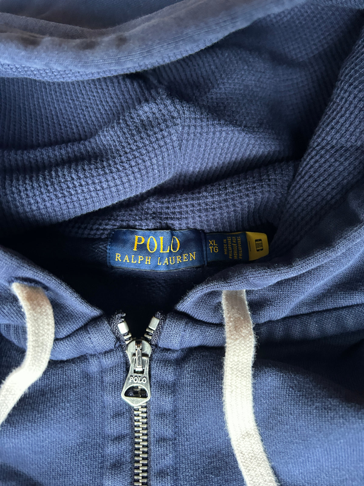 Chunky Navy Blue Polo Zip Hoodie (XL)