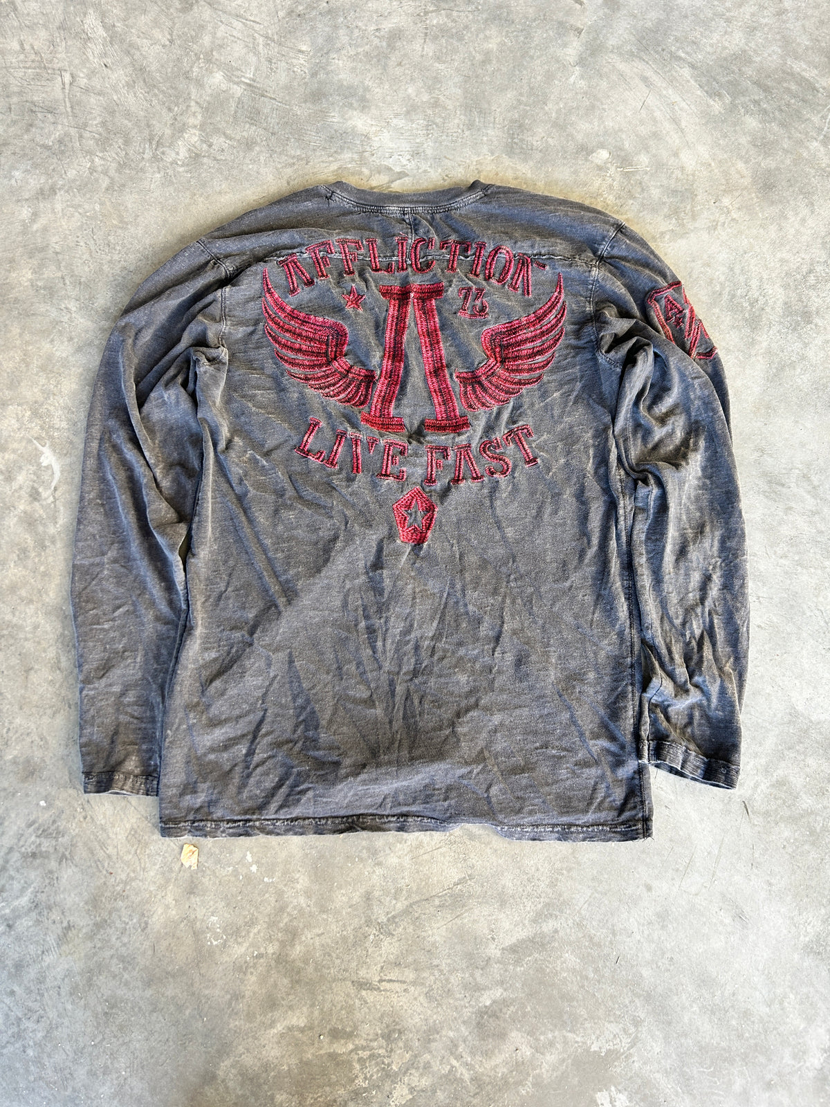 Y2K Faded Affliction Henley Shirt (L)
