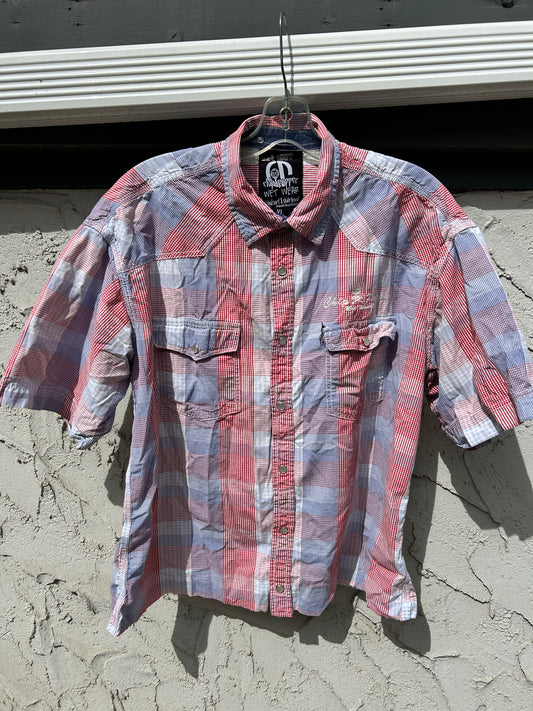Cropped Chip & Pepper Skull Embroidered Button Up (XL)