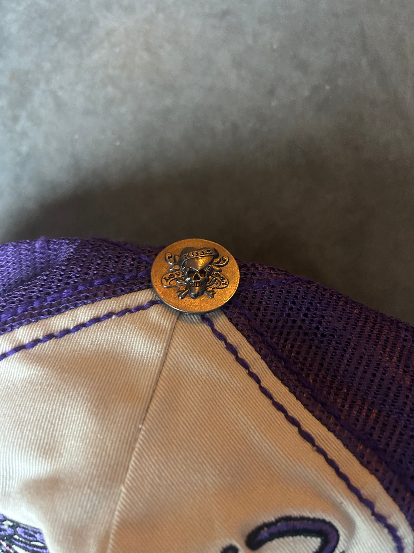 Y2K Ed Hardy Denim Brim Twin Dragon Bejeweled Trucker Hat
