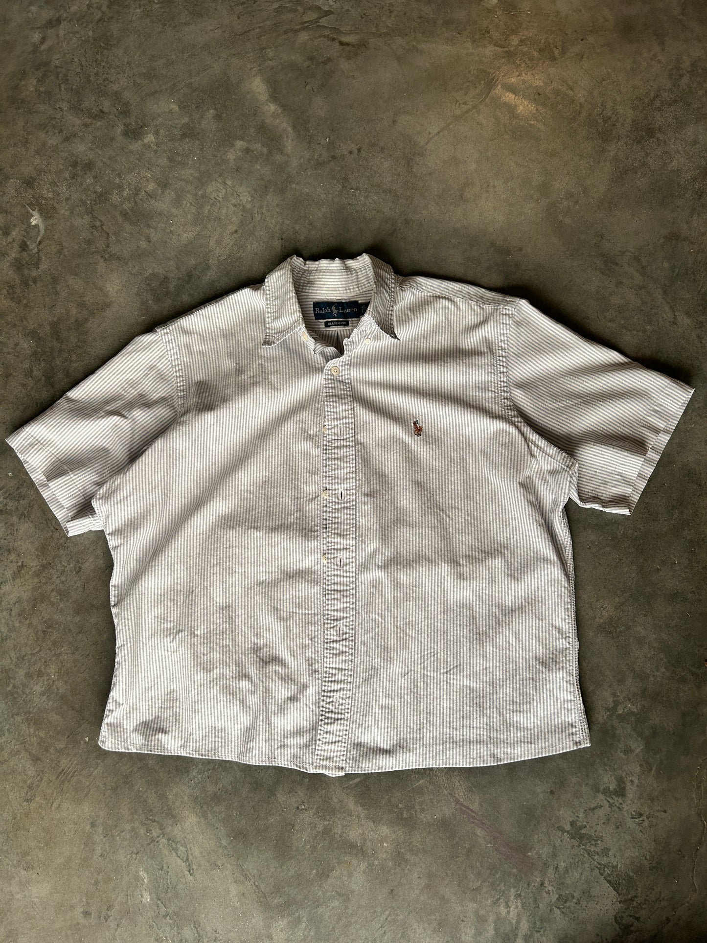 Vintage Cropped Polo Ralph Lauren Striped Button Up (L)