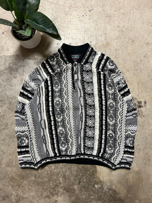 Vintage Collared Tundra Coogi Style Knit Sweater (L)