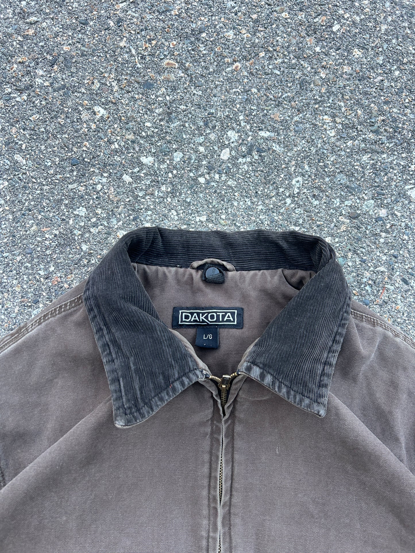 Faded Brown Collared Zip Dakota Work Jacket (L)