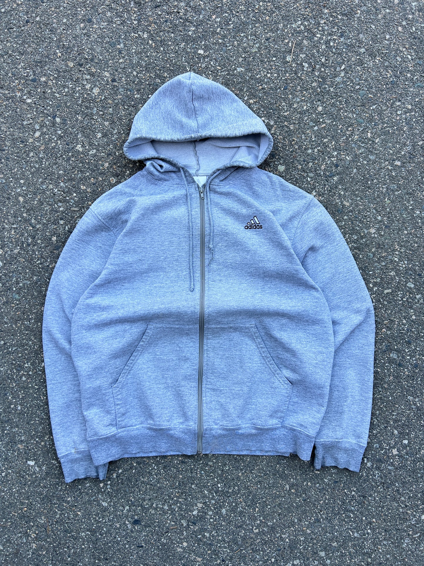 Vintage Grey Adidas Zip Hoodie (L)