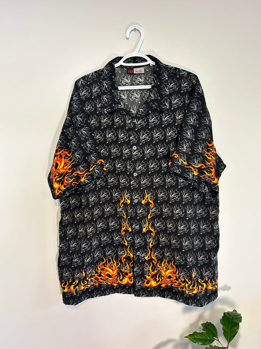 R2 Flame Skull Button Up (XL)