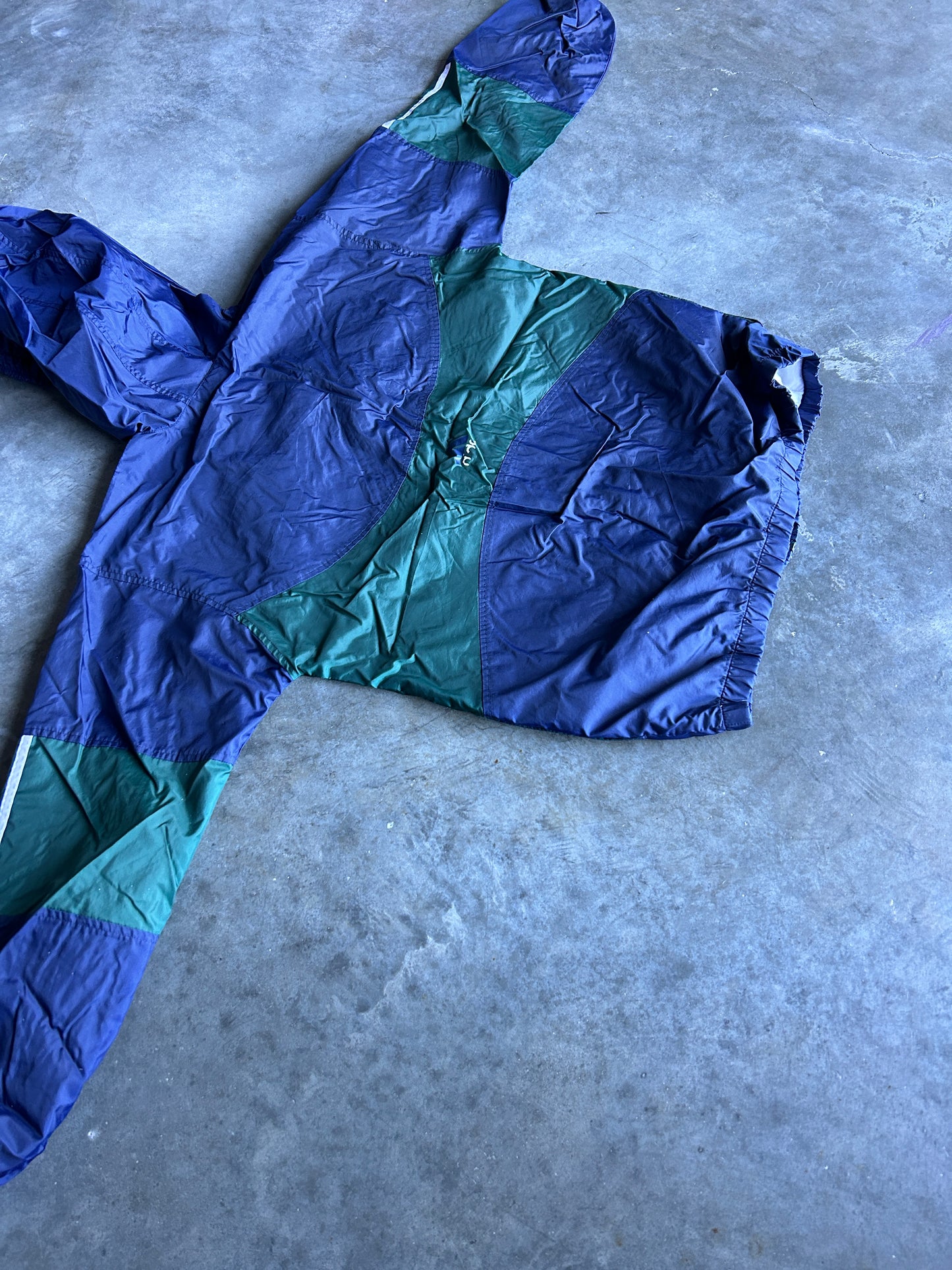 Vintage Blue and Green Adidas Zip Windbreaker (L)