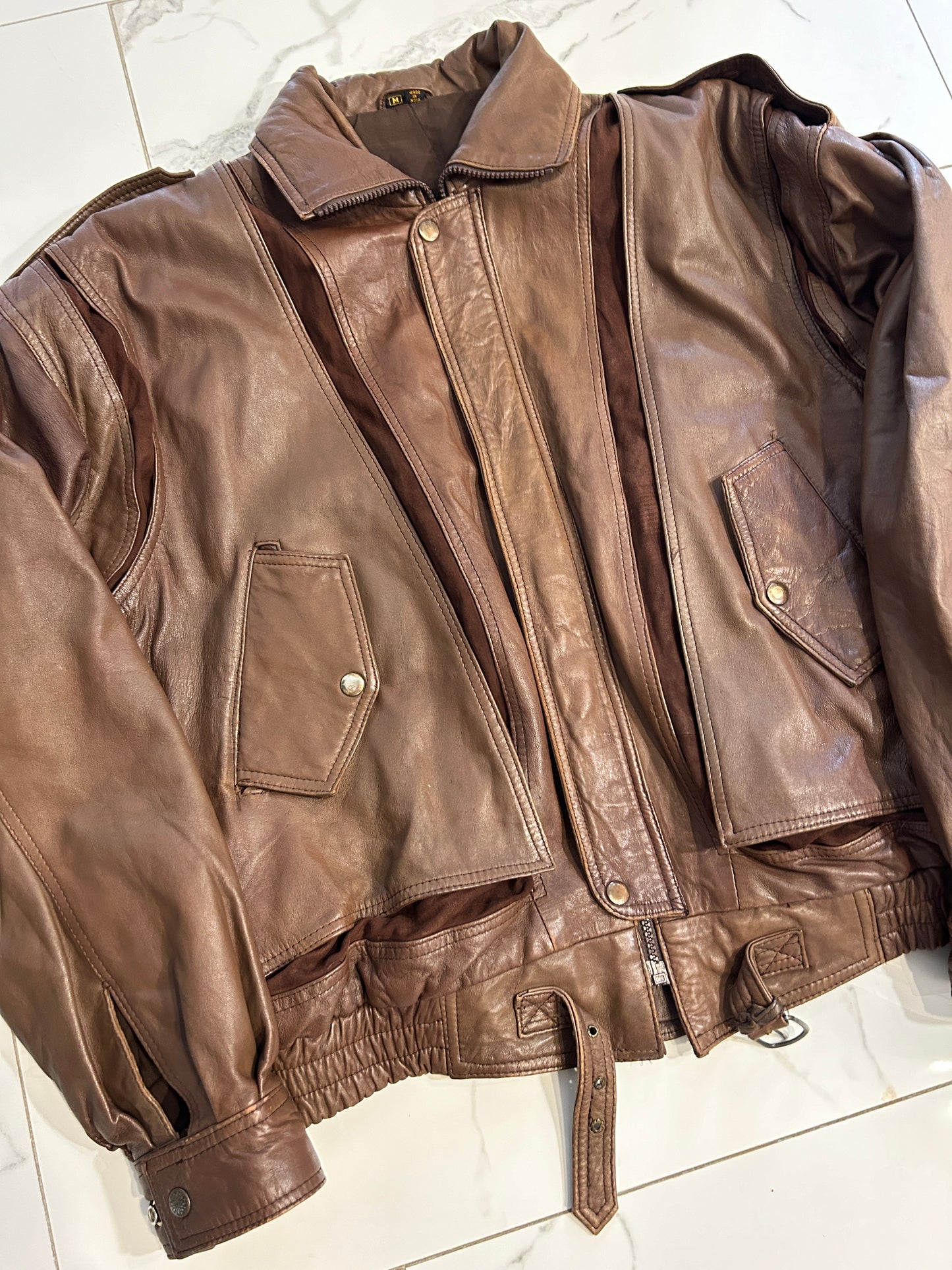 Brown Lined Leather Jacket (M)