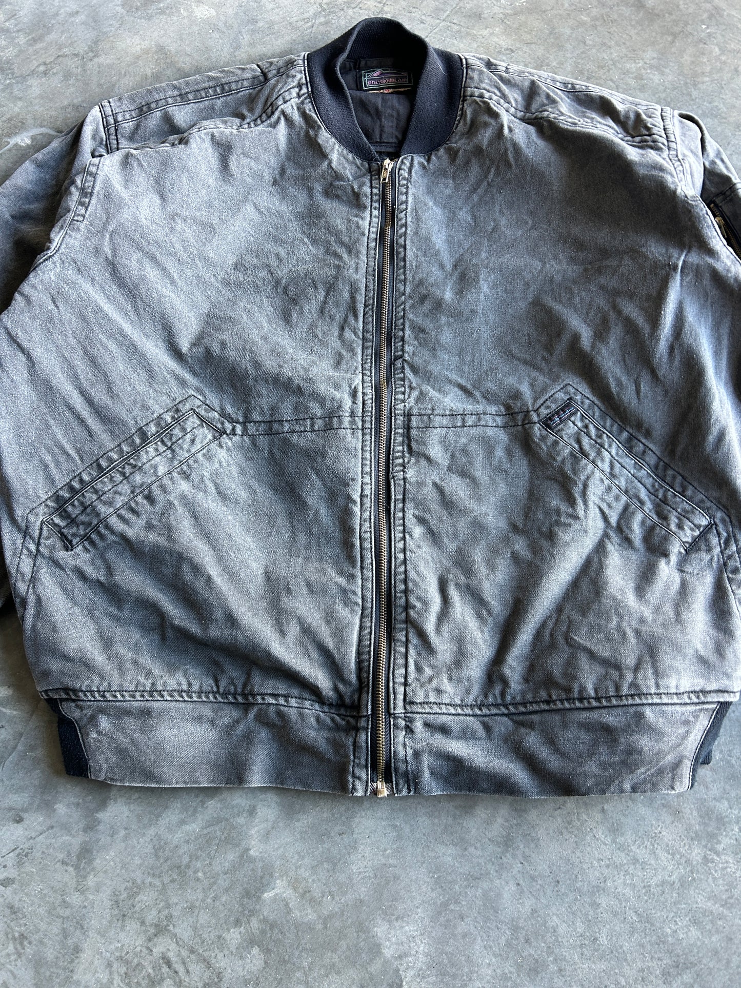 Vintage Misty Mountain Faded Charcoal Bomber Jacket (XL)
