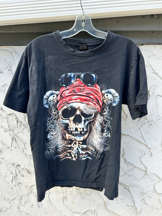 Y2K Biker Skull Double Print Tee (XL)