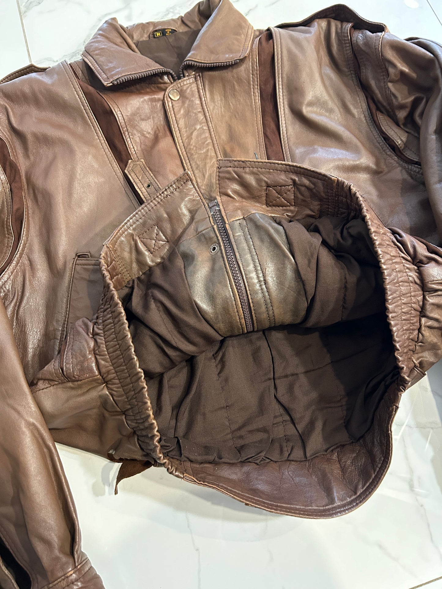 Brown Lined Leather Jacket (M)