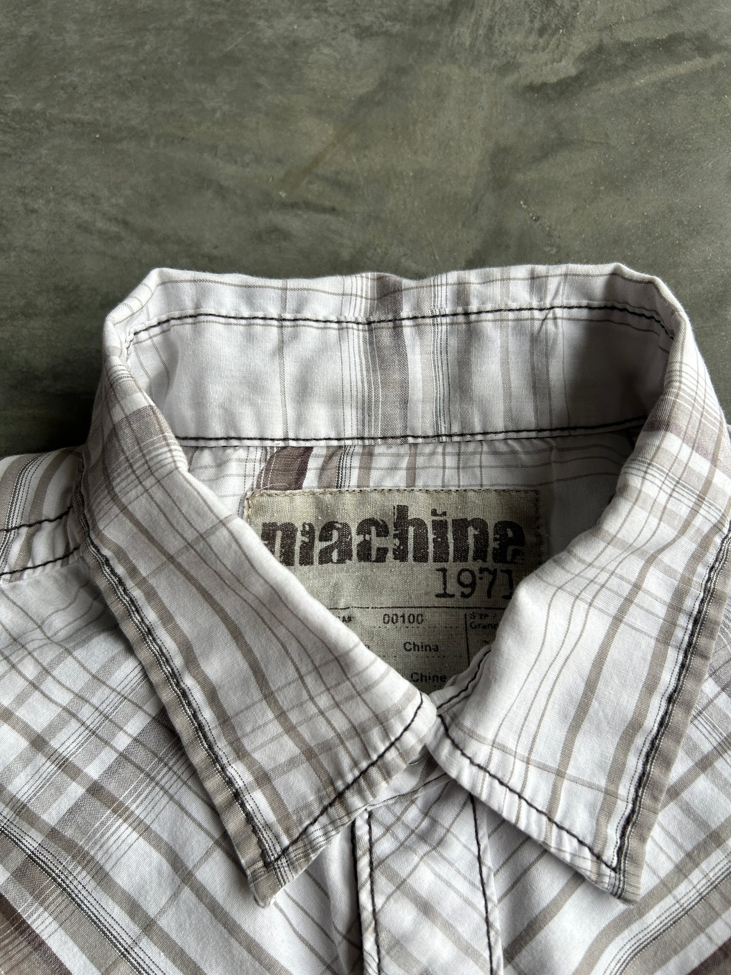 White Y2K Machine Snap Button Up (L)