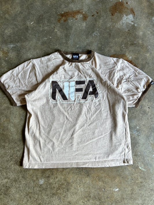Y2K NFA Brown Boxy Ringer Tee (XL)