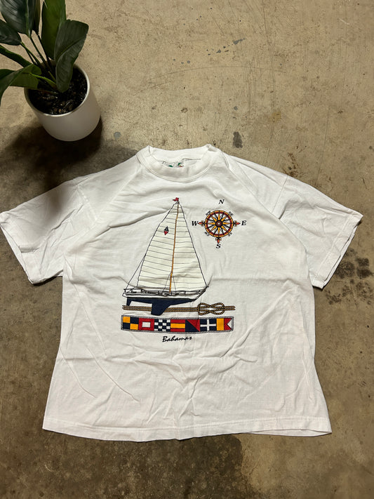 Vintage Bahamas Puff Print Sailboat Tee (XL)