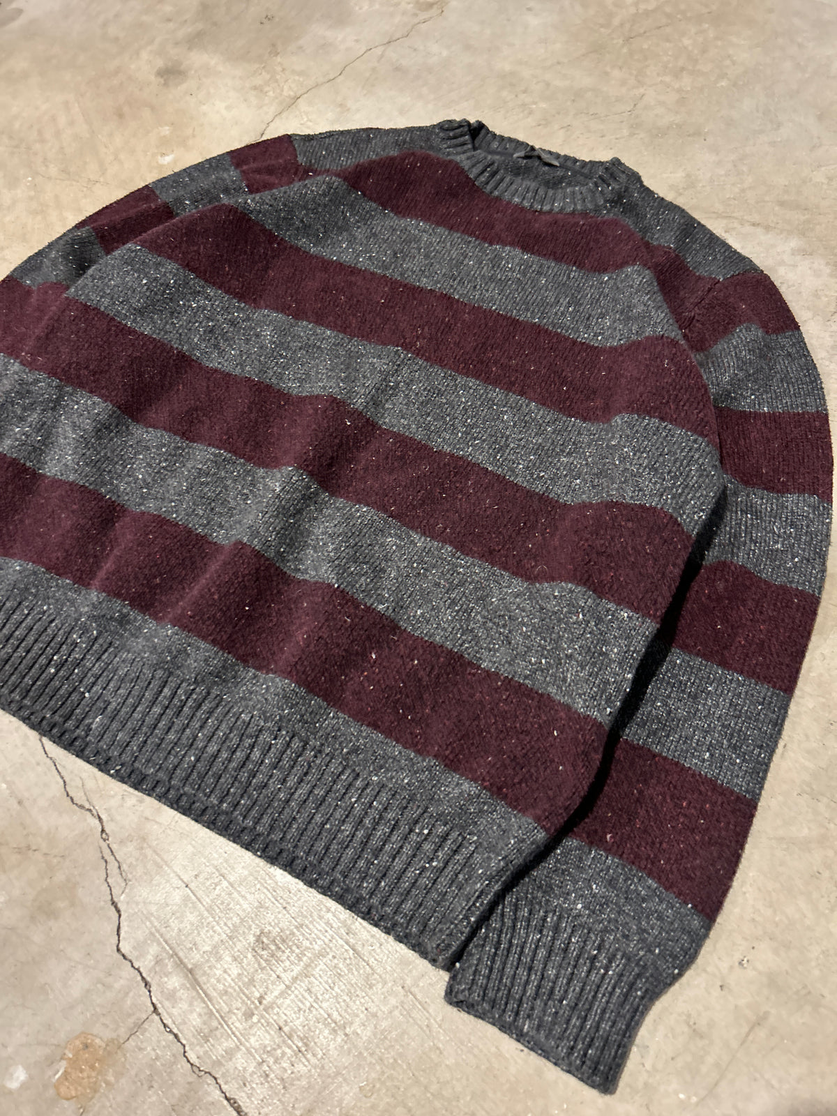 Denver Hayes Grey and Red Striped Sweater (L)