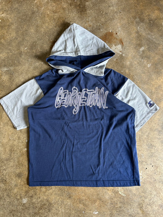 Vintage 90’s Starter Georgetown Double Hooded Warmup Jersey Tee (L)