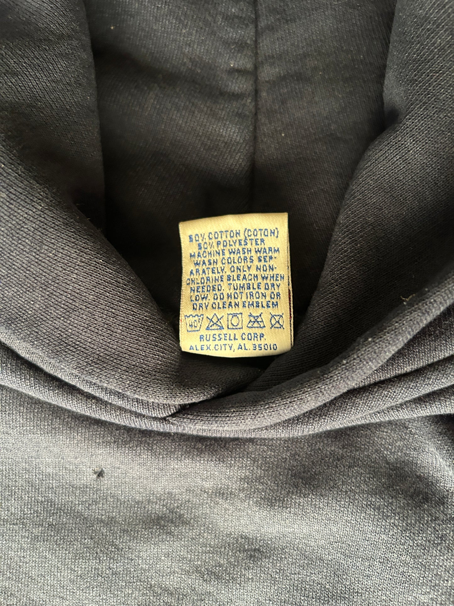 Vintage Russell Athletic Navy Blue Blank Hoodie (XL)