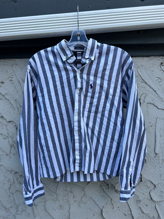 Cropped Polo Striped Button Up (M)