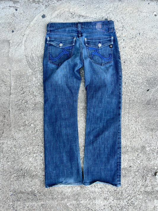 Y2K Rock Revival Blue Pocket Jeans (34x30)
