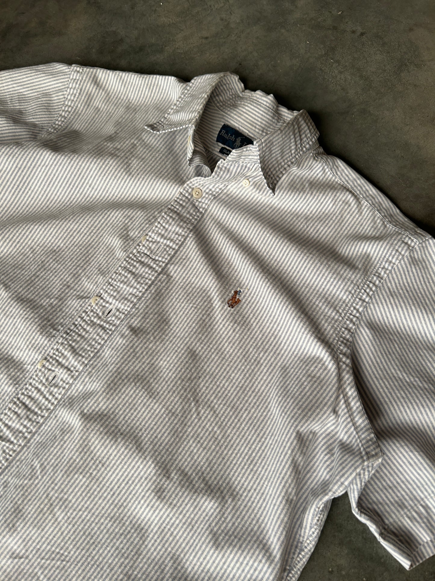 Vintage Cropped Polo Ralph Lauren Striped Button Up (L)