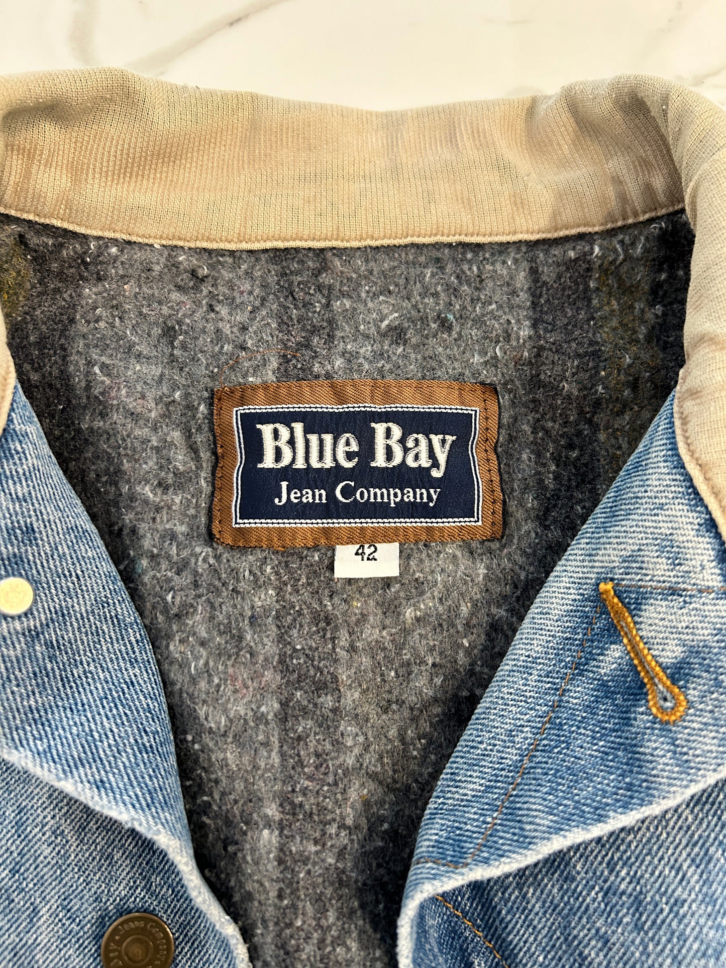 Vintage Blue Bay Jean Blanket Lined Denim Jacket (M)