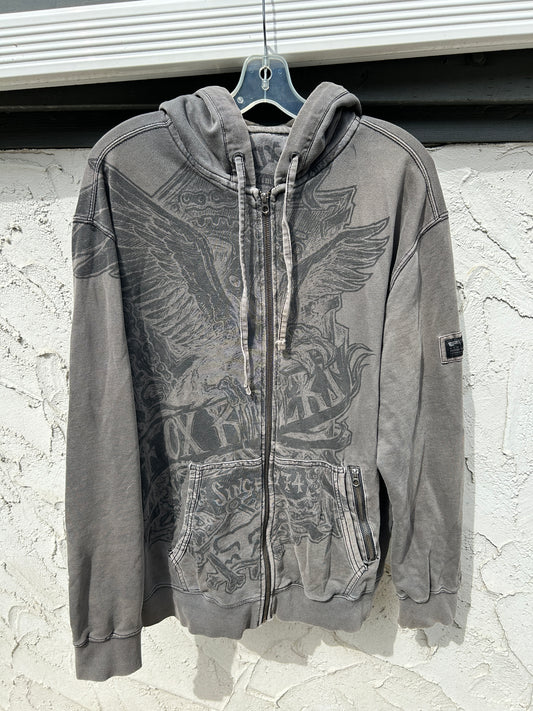 Y2K Faded Fox Racing Zip Hoodie (XL)