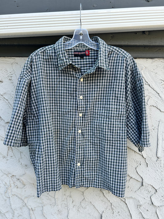 Y2K Therapy Cropped Green Button Up (XL)