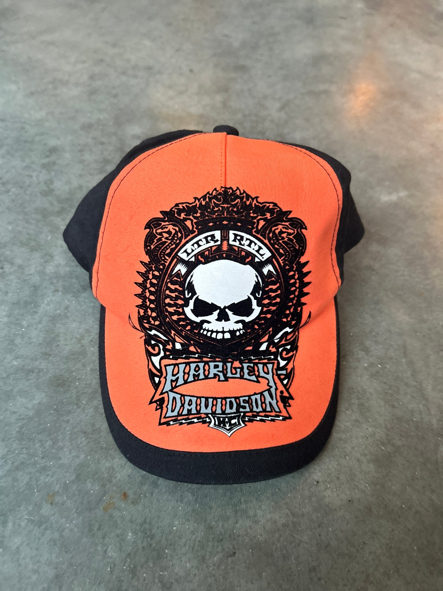 Y2K Orange Skull Harley Hat