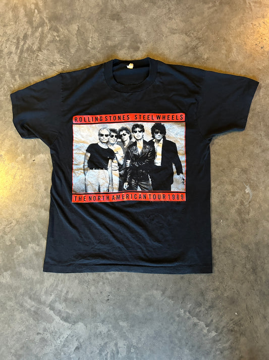 Vintage 1989 Rolling Stones Steel Wheels Tour Tee (L)