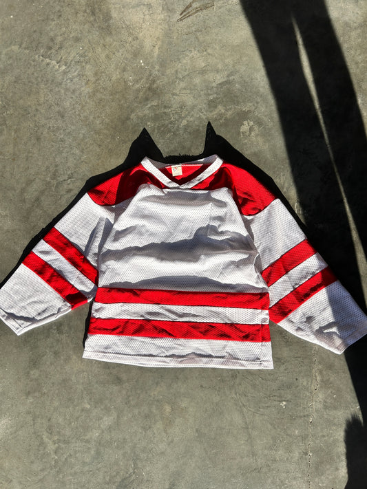 Vintage White and Red Mesh Hockey Jersey (L)