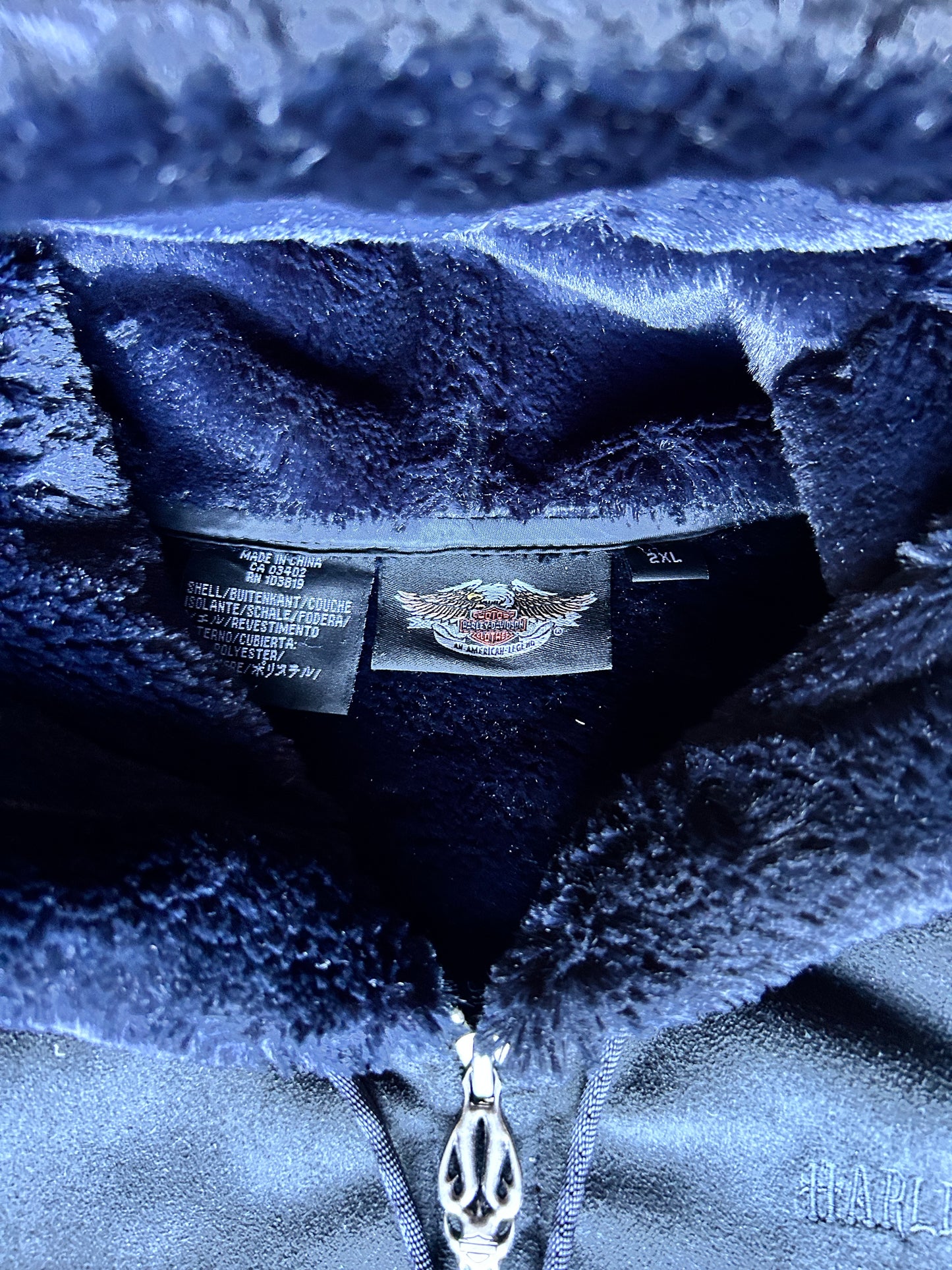 Y2K Suede Fur Lined Harley Zip Hoodie (XL)