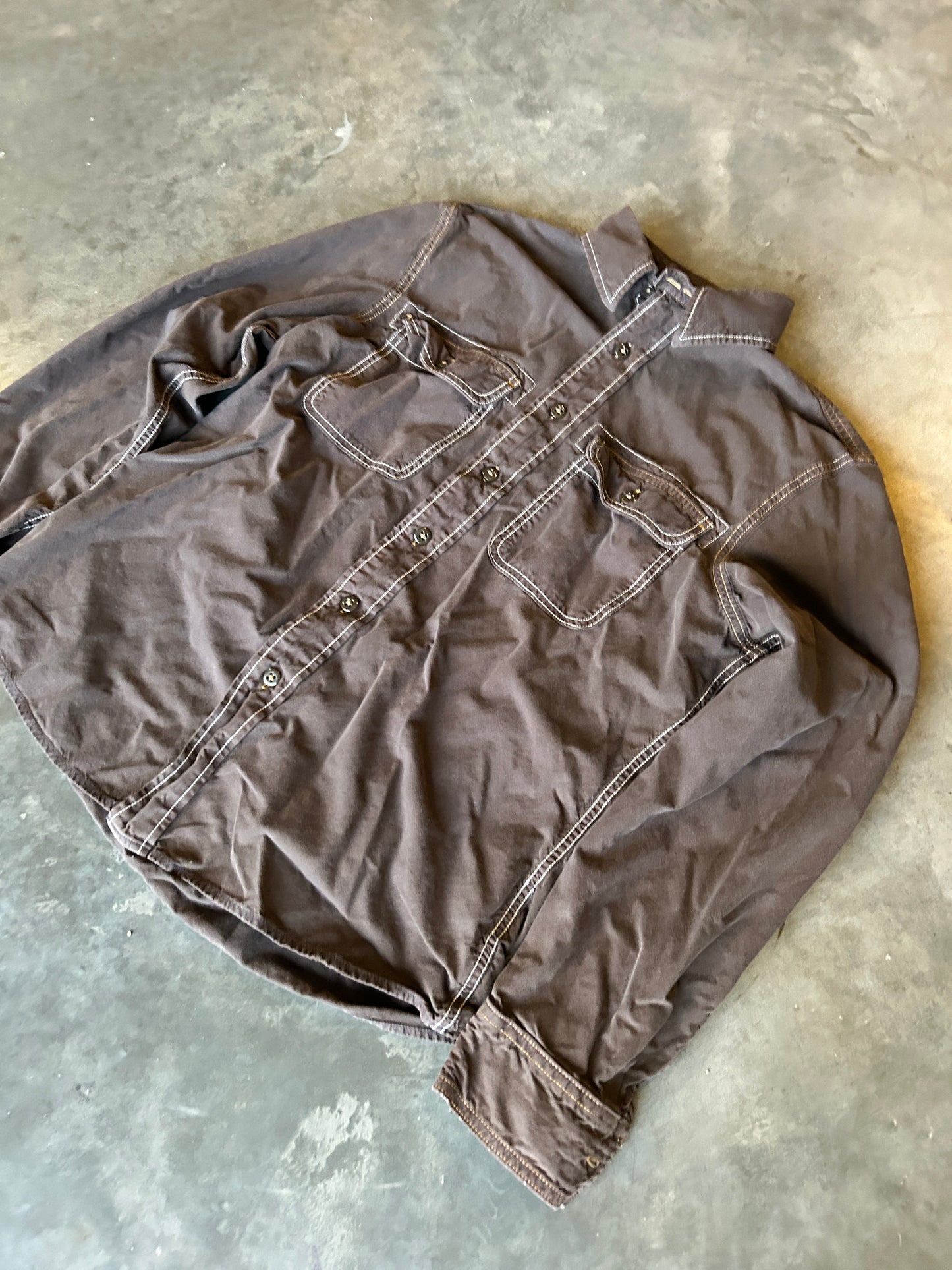 Vintage Gap Brown Contrast Stitch Button Up (M)