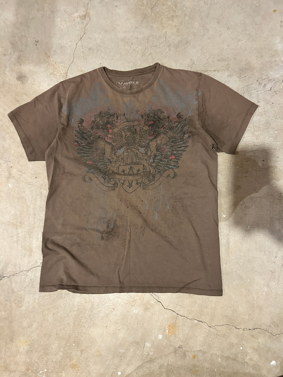 Y2K Brown Avirex Grunge Tee (L)