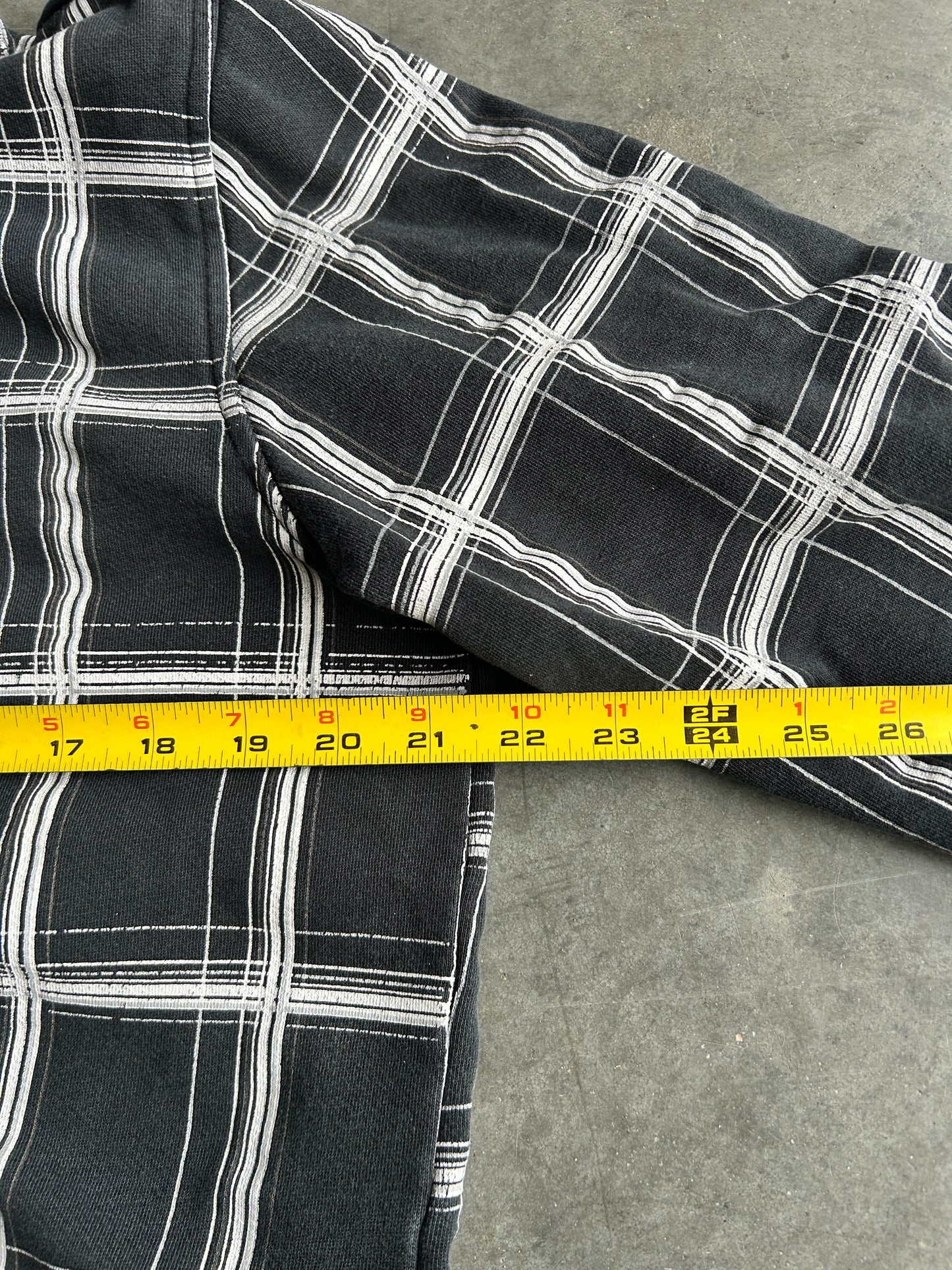 Y2K Hurley Black & White Plaid Striped Zip Hoodie (M)