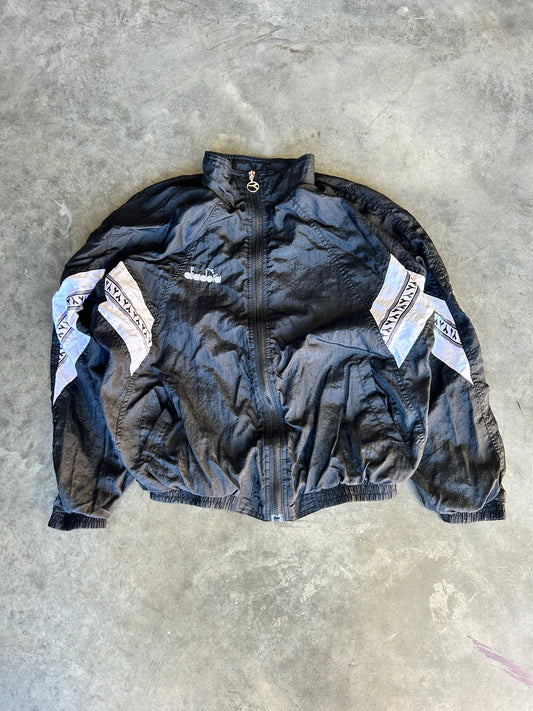 Vintage Diadora Stripe Patterned Windbreaker (L)