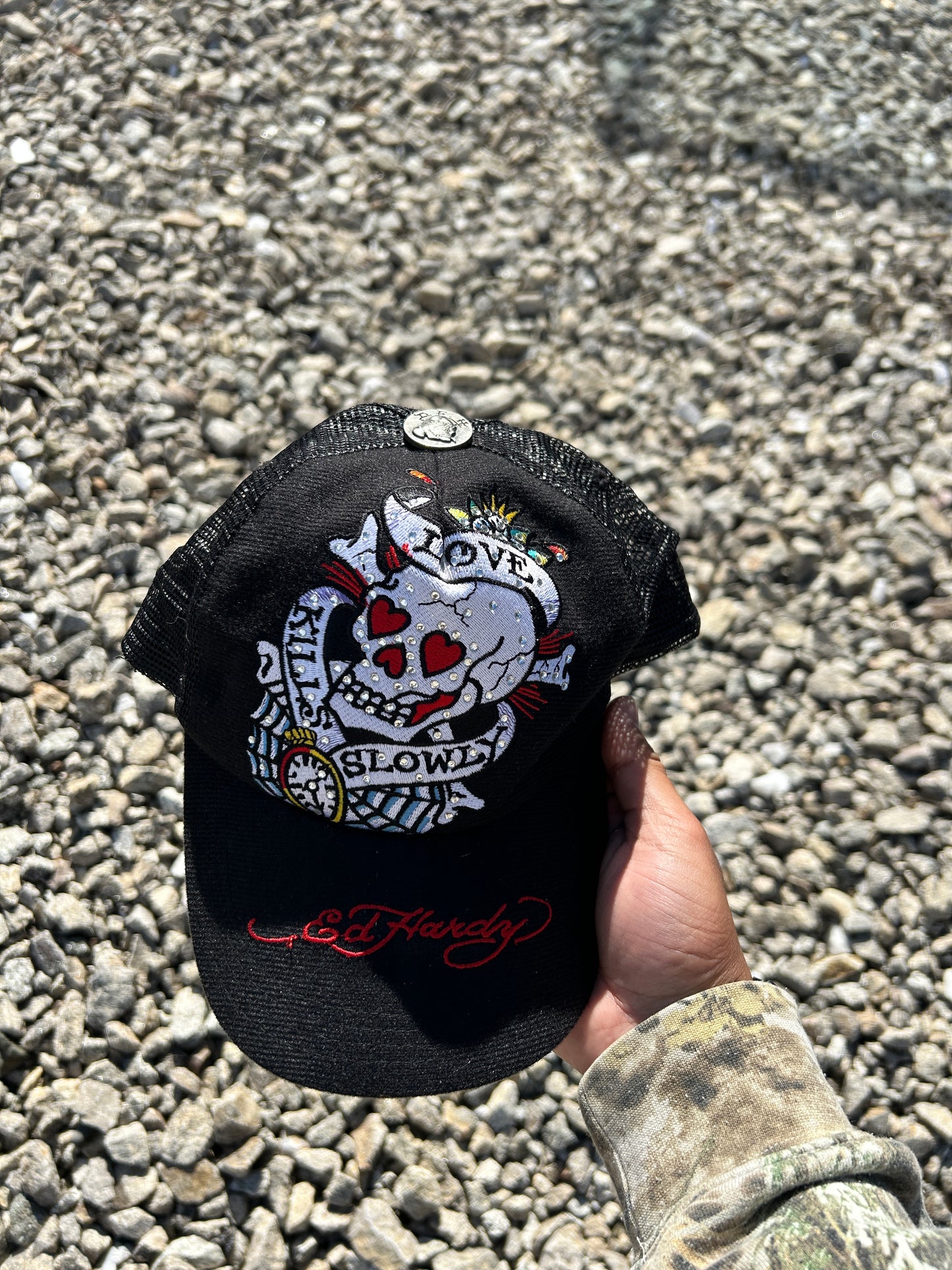 Don Ed Hardy Skull Trucker Hat